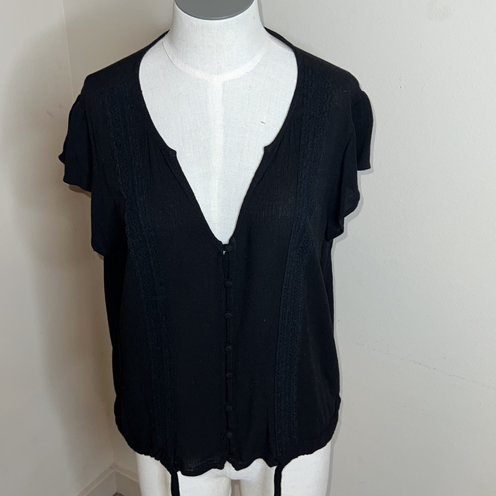 Euc Sanctuary Drawstring Button Down Shirt Sleeve… - image 3